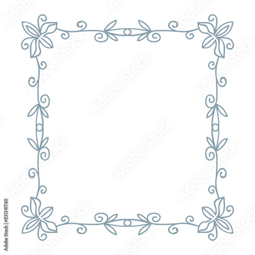 Elegant and realistic frame and hand drawn leaves, design template in line style. Vector background for wedding invitations, greeting cards, social media stories, labels, corporate identities