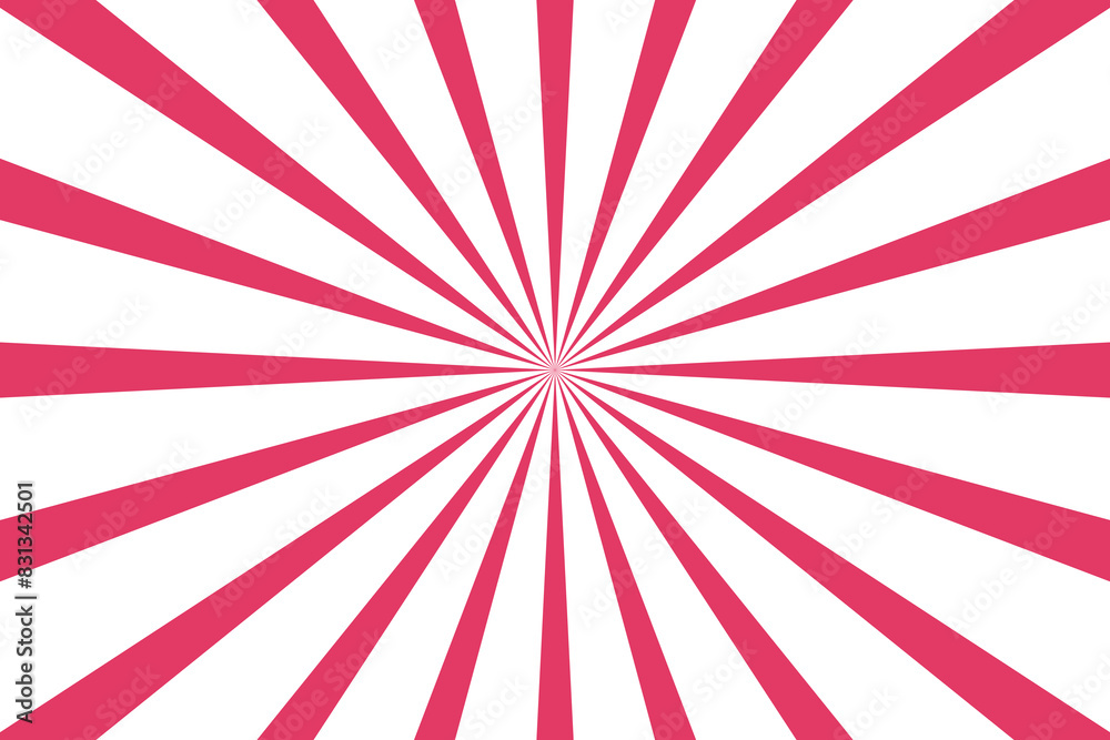 Fototapeta premium Pink sunburst retro background. Sunburst radial illustration,Red and white rays from the middle.