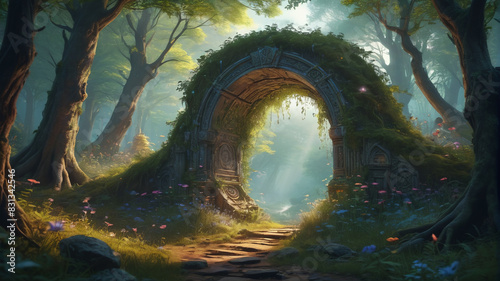 At the edge of the Whispering Woods, a mysterious portal opens to a realm of faerie enchantment, where time flows differently and dreams take on a life of their own, Generative AI