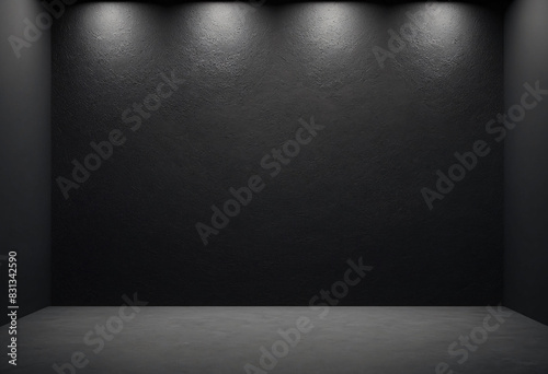 Black, dark and gray abstract cement wall and studio room , interior texture for display products. wall background photo