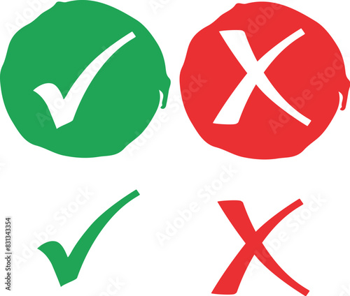 tick and cross, validated and cross abort button choice