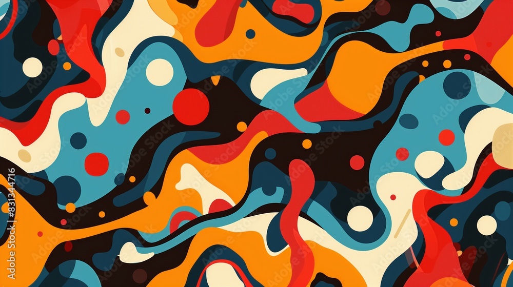 Vibrant Abstract Pattern with Bold Colors and Organic Shapes