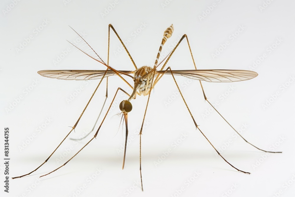 Macro Shot of Crane Fly Closeup, Detailed Insect with Vibrant Colors, Isolated on White Background Macro Shot of Crane Fly Closeup, Detailed Insect with Vibrant Colors, Isolated on White Background