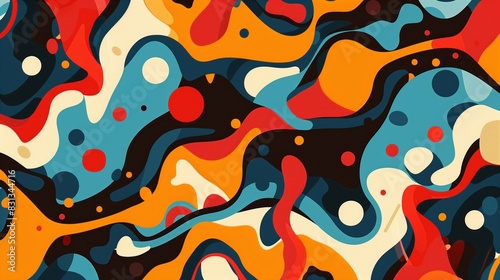 Vibrant Abstract Pattern with Bold Colors and Organic Shapes