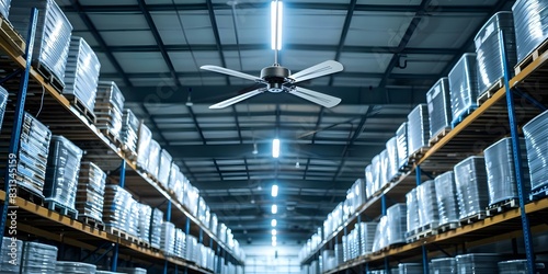 High-performance ceiling fan designed for air circulation in spacious industrial areas. Concept Industrial Fans, Air Circulation, High Performance, Spacious Areas, Ceiling Fans photo