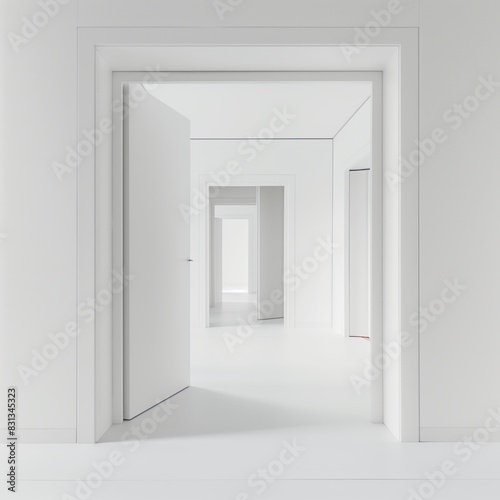 Minimalist White Interior with Open Doors and Natural Light © Tirawat