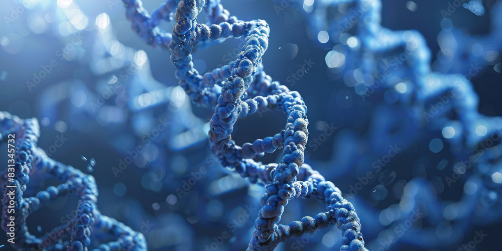 DNA double helix. DNA molecule structure. Medical science research of chromosome DNA genetic biotechnology in human genome cell. Science laboratory experiments analysis and genetic engineering study.