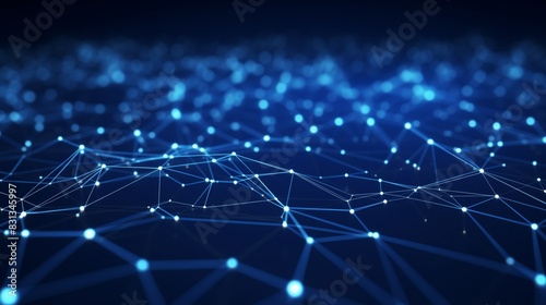 Abstract image of a digital network with connections and nodes in blue, suitable for technology-themed events and cyber promotions.