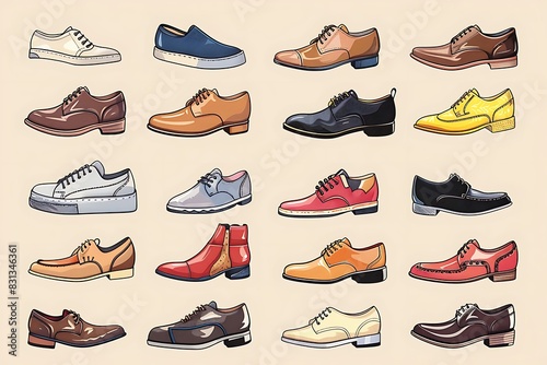vector, isolated, set of men's and women's shoes