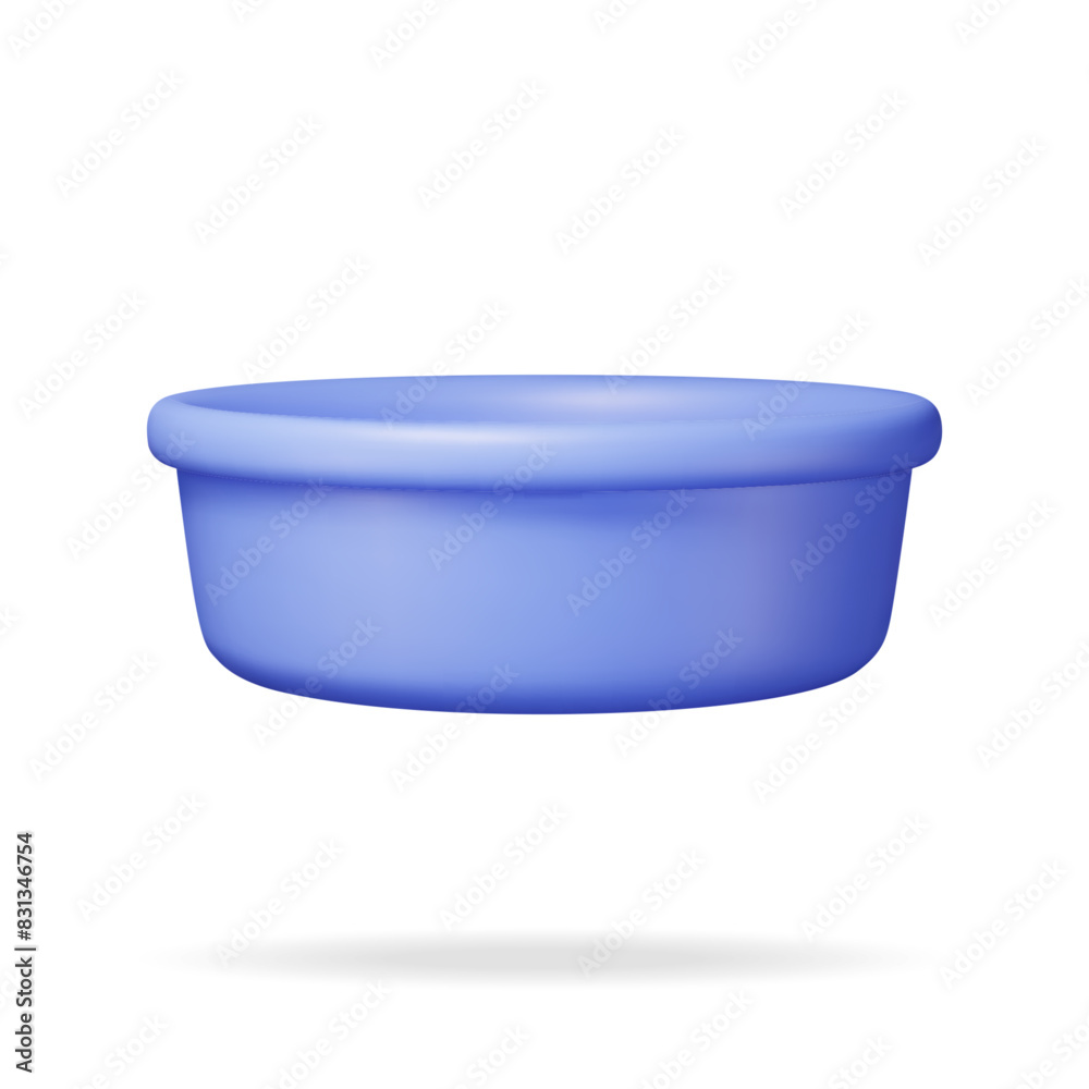 3D wash water basin isolated on white. Render baby bath basin icon. House cleaning equipment. Household accessories. Realistic vector illustration 3D wash water basin isolated on white. Render baby bath basin icon. House cleaning equipment. Household accessories. Realistic vector illustration
