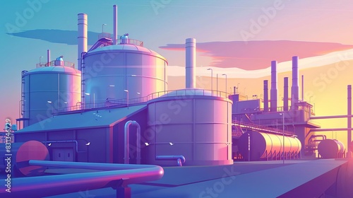 industrial hydrogen fuel storage tank clean energy power plant digital illustration