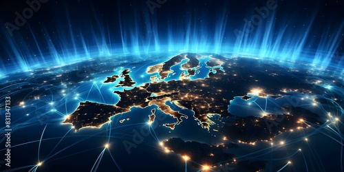 Global Internet Connectivity via European Telecommunications Network. Concept Telecommunications Infrastructure  Global Network Connectivity  European Internet Grid  Data Transmission