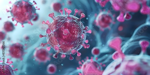 3D render of cancer treatment targeting malignant cells in human body caused by genetics and carcinogens. Concept Cancer Treatment, 3D Rendering, Malignant Cells, Genetics, Carcinogens