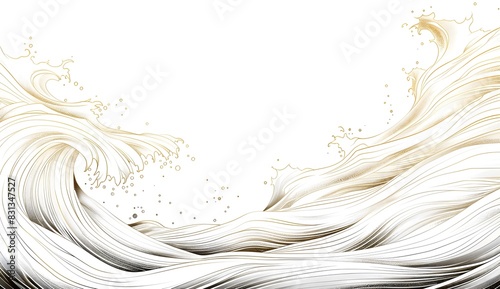  - Simple, hand-drawn wave border frame in PNG format., Artistic sketch of a wavy frame in a PNG file.