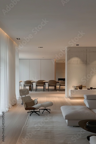 luxurious minimalist living room with an open-concept design photo