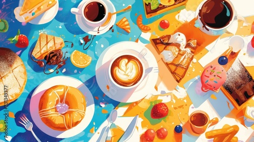 Indulge in a delightful array of coffee and desserts perfect for early risers and snack enthusiasts alike Treat yourself to an assortment of sweet charming and vibrantly colored goodies tha