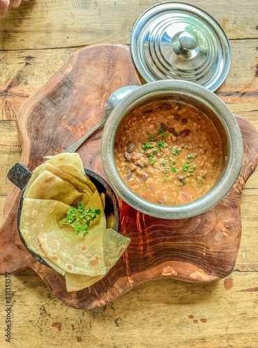 Lentil dhal with homemade chapati