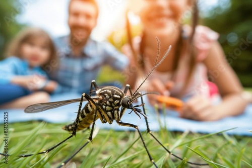 Family enjoying a bug-free picnic thanks to outdoor insect repellent photo