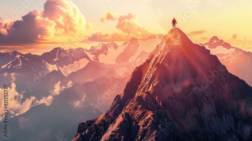 Goal in the mountains rock. Muntains landscape illustration generated by ai photo