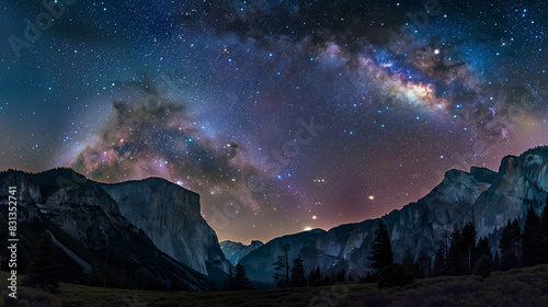 Starry Night Sky Over Majestic Mountains
