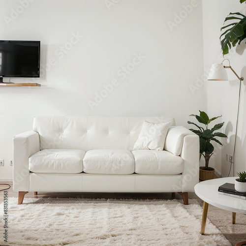 modern living room interior design with white sofa