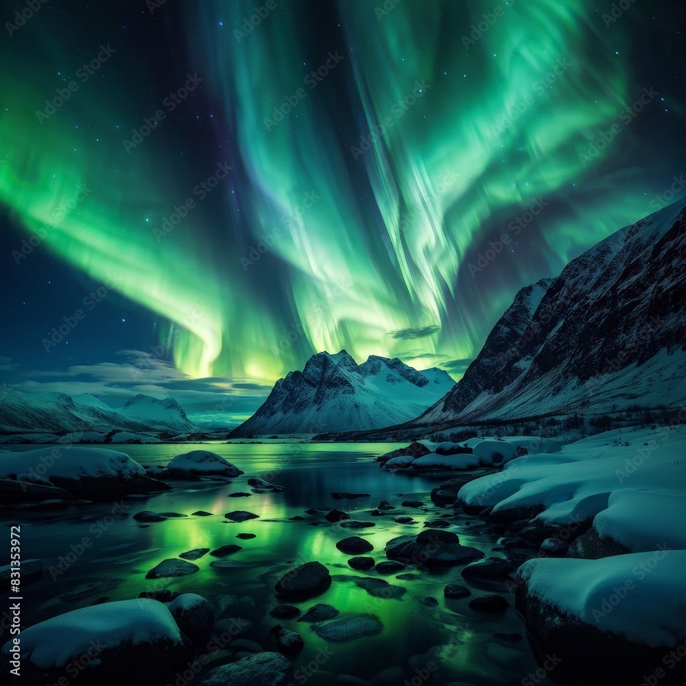 northern lights aurora borealis, generative ai