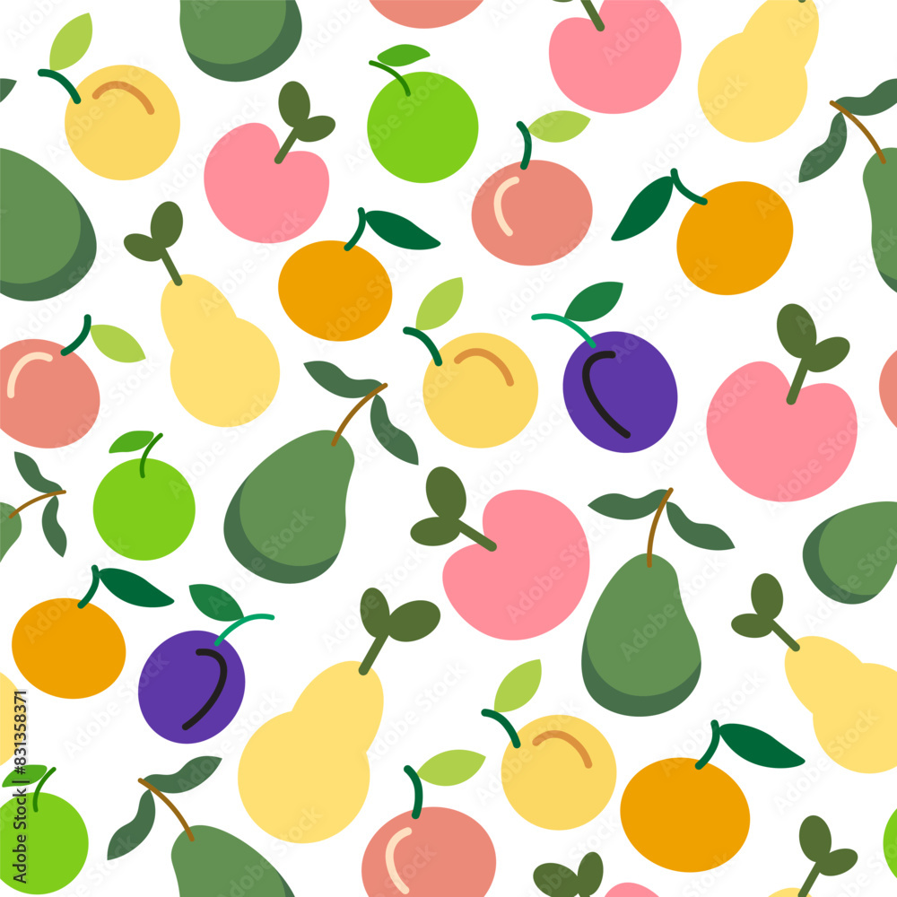 color isolated seamless pattern fruits and berries in flat shape style in vector. template for backdrop textile wallpaper wrapping background print decor design color isolated seamless pattern fruits and berries in flat shape style in vector. template for backdrop textile wallpaper wrapping background print decor design