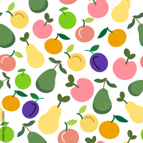 color isolated seamless pattern fruits and berries in flat shape style in vector. template for backdrop textile wallpaper wrapping background print decor design