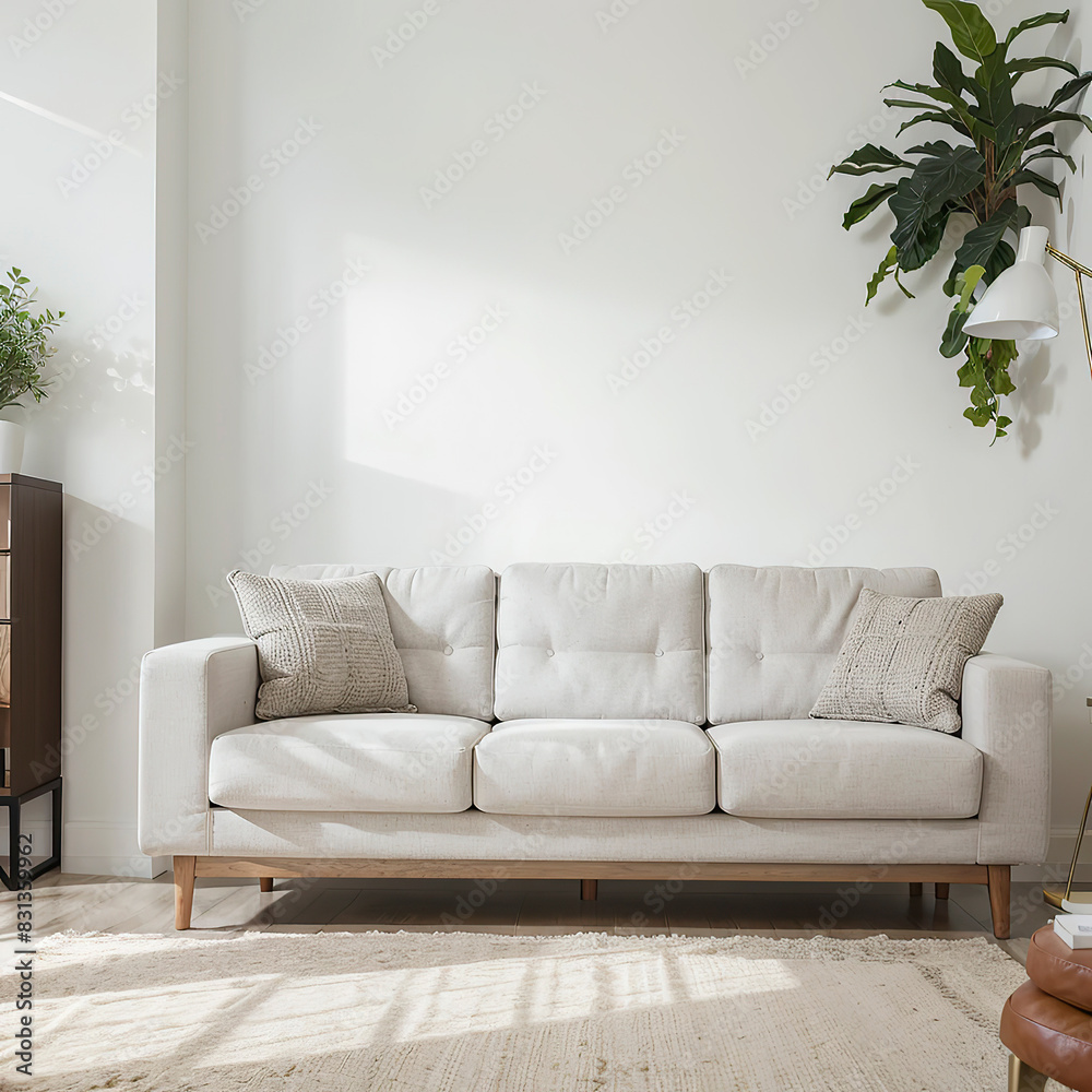 Fototapeta premium modern living room interior design with white sofa