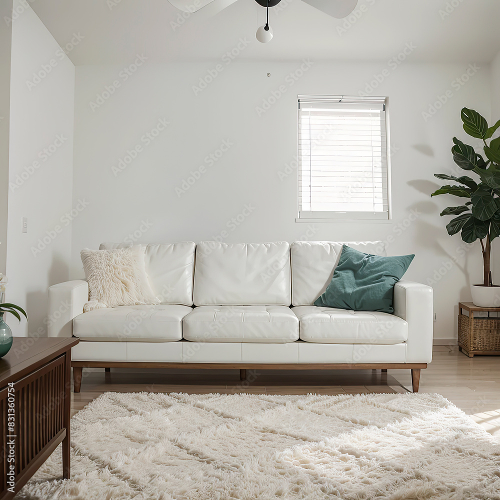 Fototapeta premium modern living room interior design with white sofa