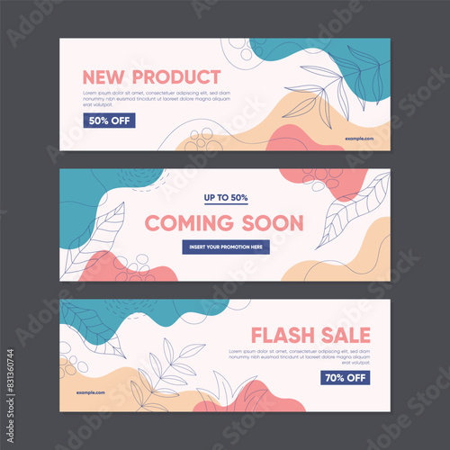 Sale banner template collection for promotion sale with floral concept. Editable banner for social media post, website and internet ads.