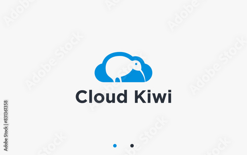 kiwi with clouds logo design vector silhouette illustration