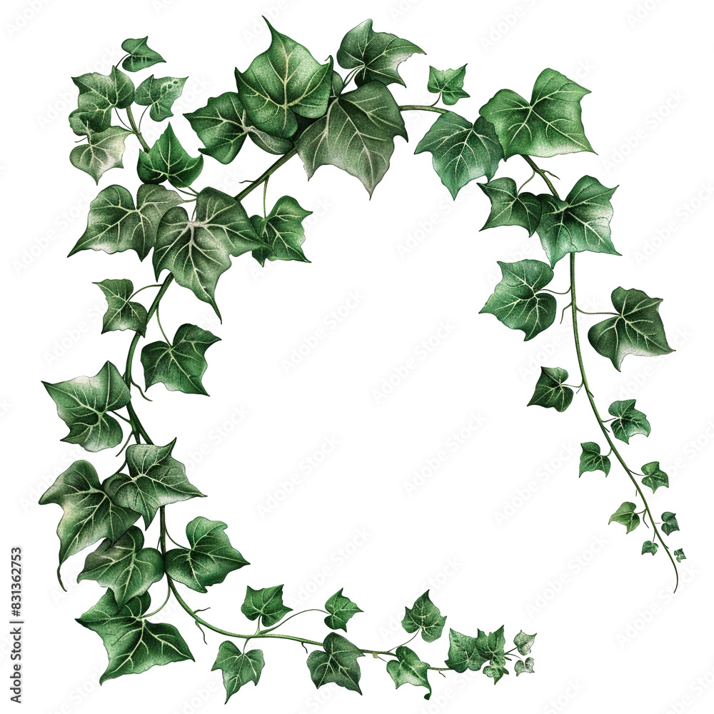 Naklejka premium Lush Ivy Leaves Abstract Botanical Illustration on White Background