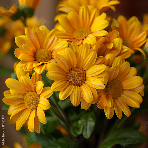 Bright Yellow Daisies in Bloom Close-Up  