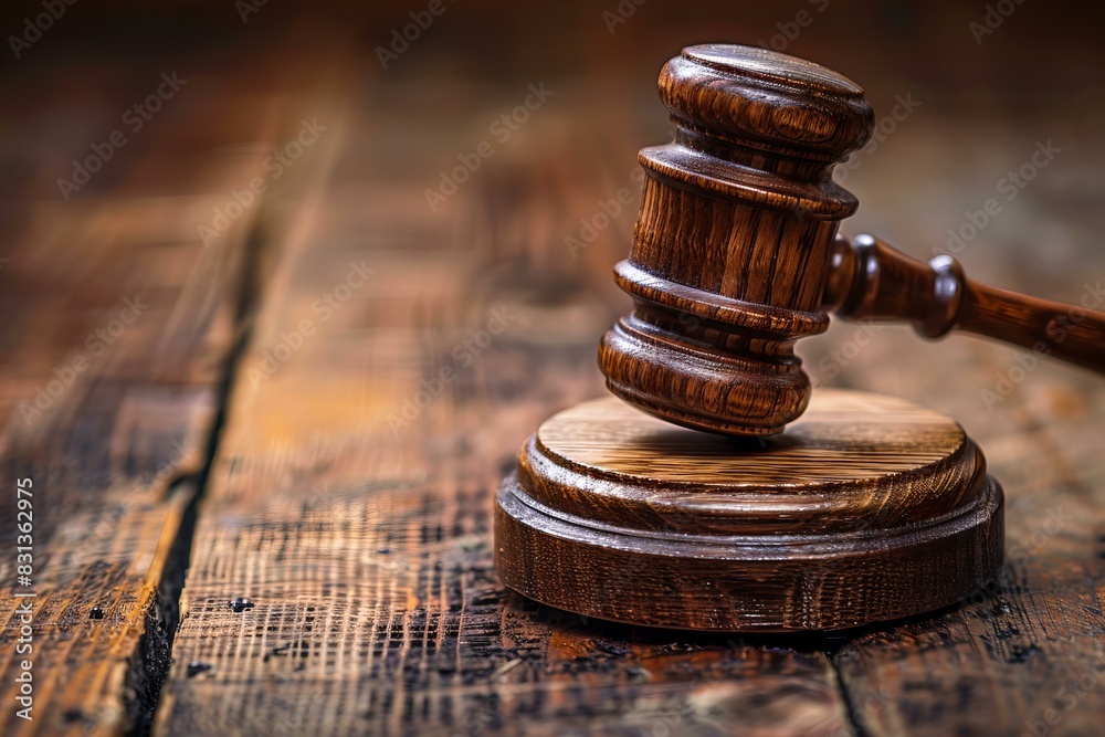 Wooden gavel on table Wooden gavel on table