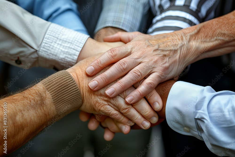 People hold hands in circle People hold hands in circle