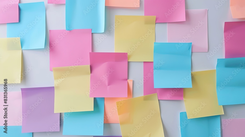 Pastel sticky post it note isolated on white background. paper post it on wall to share idea, message Pastel sticky post it note isolated on white background. paper post it on wall to share idea, message