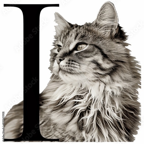 Alphabet Art Letter L with a Cat Portrait	