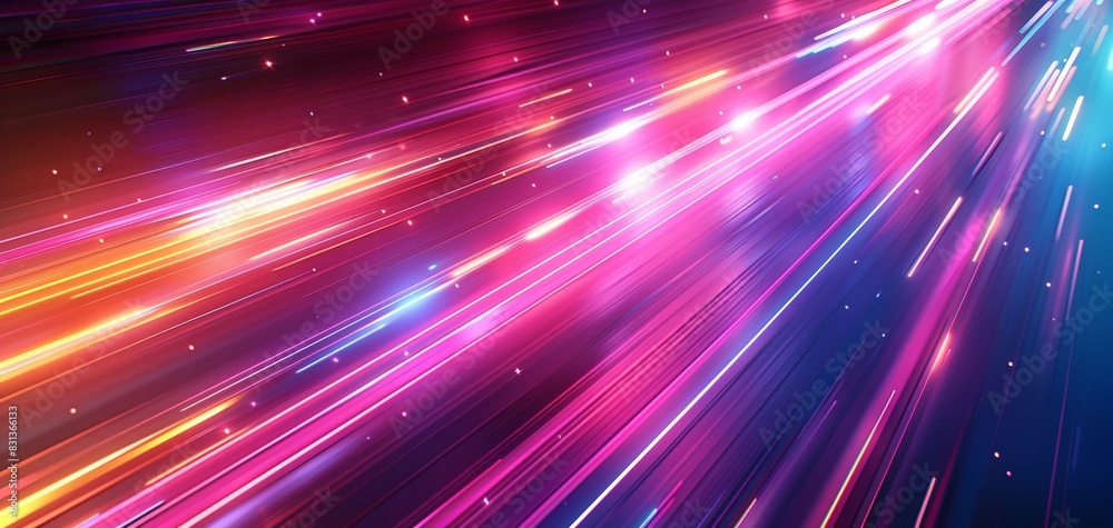 Long shot of vertical neon light streaks creating a motion blur effect on a dark gradient background Long shot of vertical neon light streaks creating a motion blur effect on a dark gradient background