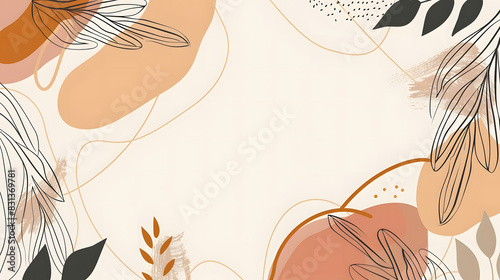 Abstract background with organic shapes and lines, boho style.