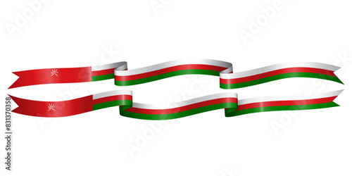 Set of flag ribbon with colors of Oman for independence day celebration decoration