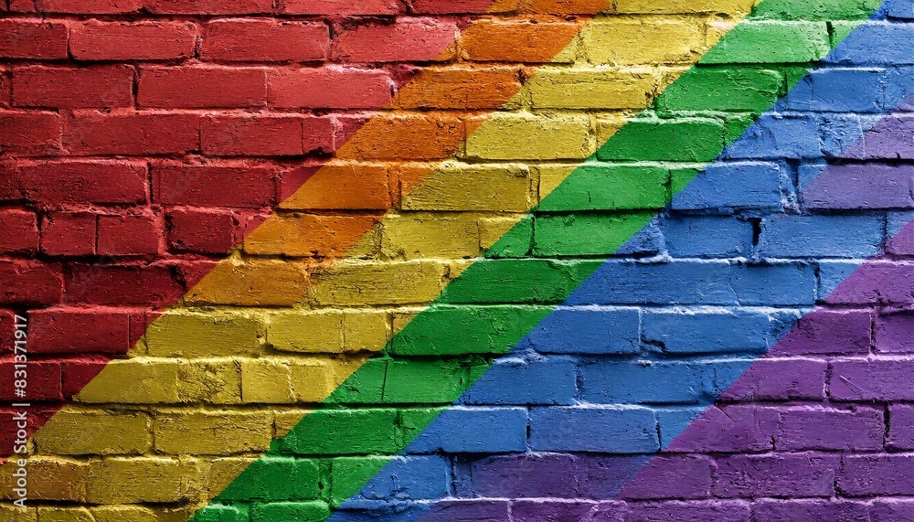 texture of a brick wall painted in the colors of the lgbt flag texture of a brick wall painted in the colors of the lgbt flag