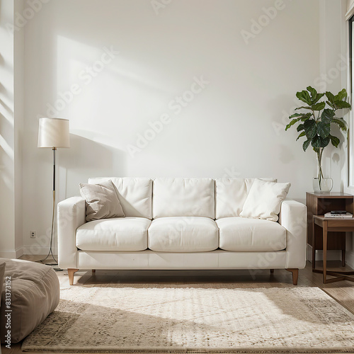 modern living room interior design with white sofa