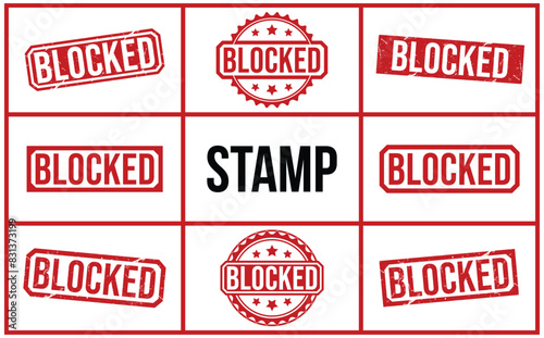 blocked red rubber stamp vector design.