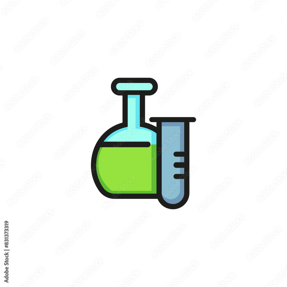 Icon of laboratory glassware. Test tube, flask, research. Medicine concept. Can be used for topics like science, experiment, chemistry Icon of laboratory glassware. Test tube, flask, research. Medicine concept. Can be used for topics like science, experiment, chemistry