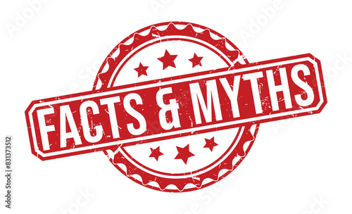 Facts & Myths Red Rubber Stamp vector design.