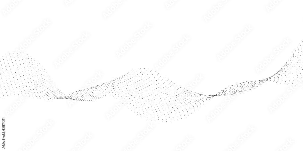 Fototapeta premium Abstract halftone flowing dots wave curved lines, frequency sound, technology curve dots lines. Digital future technology concept, science, banner, template, wallpaper, business, games. Vector