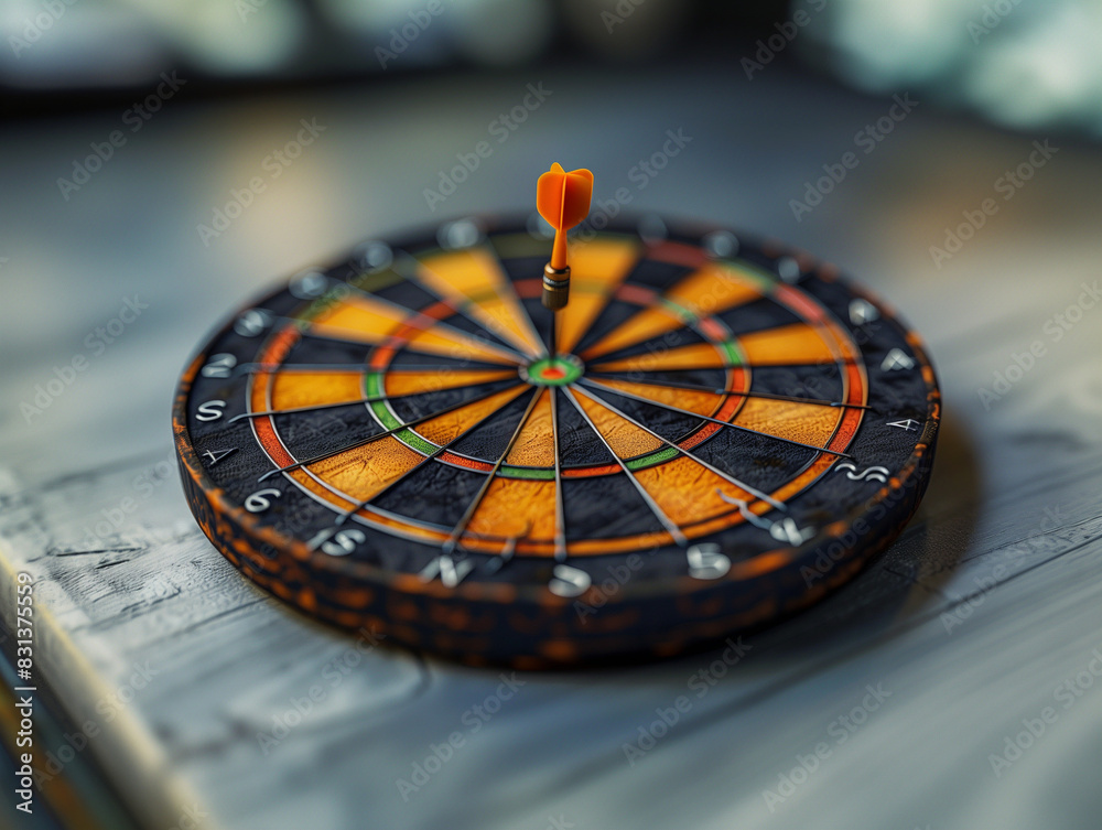 Obraz premium Cible pour jeu de fléchettes représentant les objectifs à atteindre et le travail