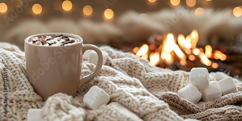 Wallpaper Mural Cozy winter scene with a cup of cocoa by crackling fire. Concept Winter Photoshoot, Cozy Setting, Hot Cocoa, Crackling Fire, Warm and Inviting Torontodigital.ca