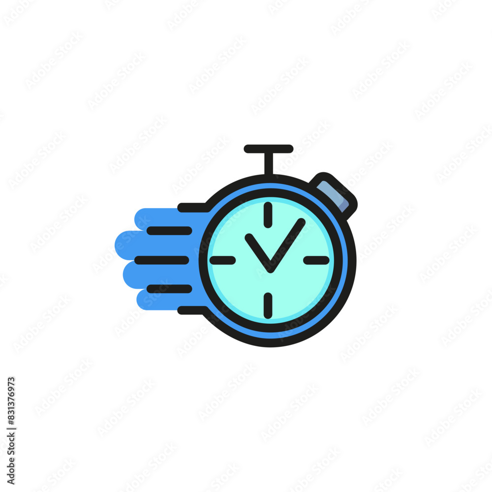 Stopwatch in motion line icon. Timer, speed, fast stop watch. Quick service concept. Can be used for topics like express delivery, deadline, urgent task Stopwatch in motion line icon. Timer, speed, fast stop watch. Quick service concept. Can be used for topics like express delivery, deadline, urgent task